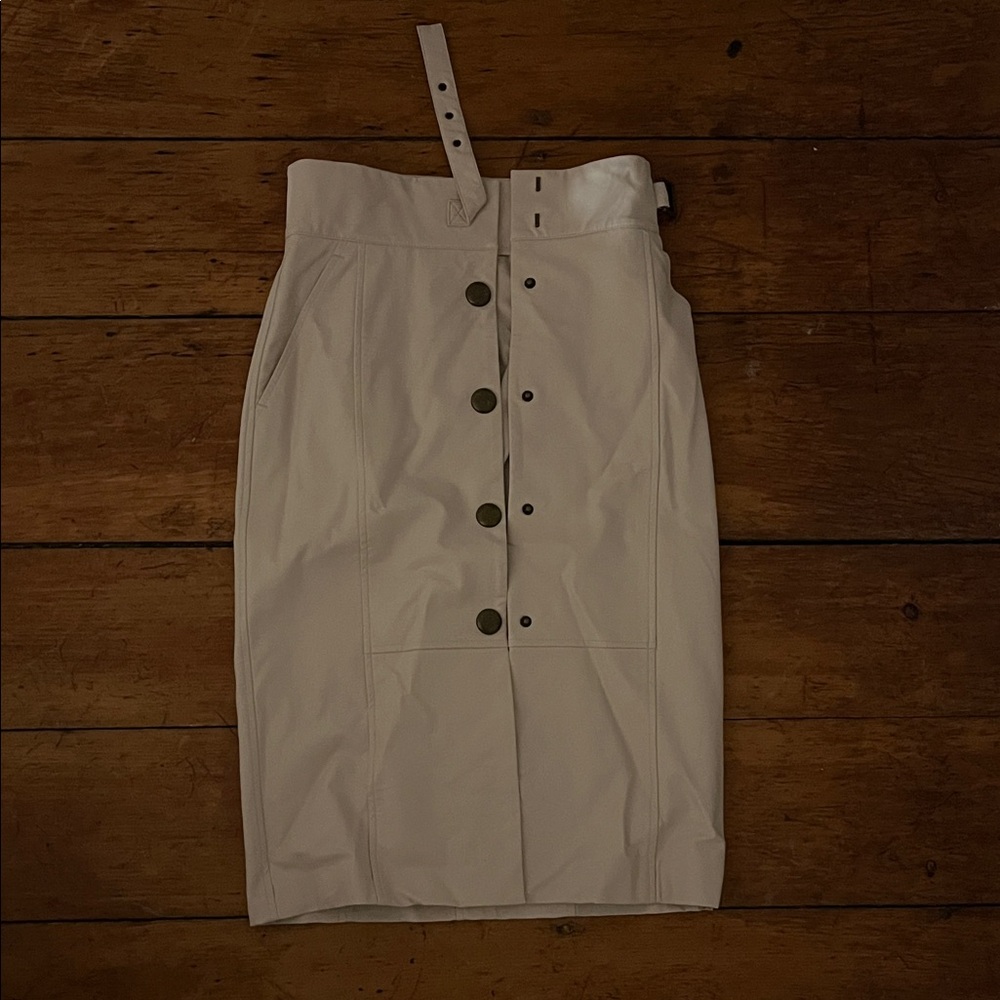 Twin-Set Cream Button-Up Pencil Skirt